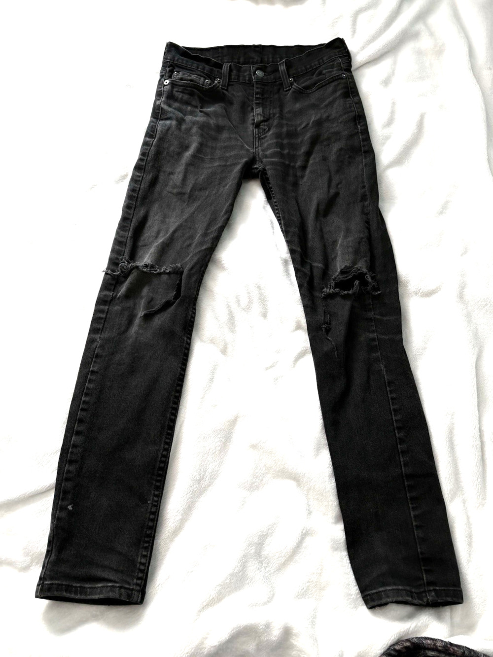 Levis 510 Jeans 29 X 32 Men's Slim Fit Distressed Black Denim